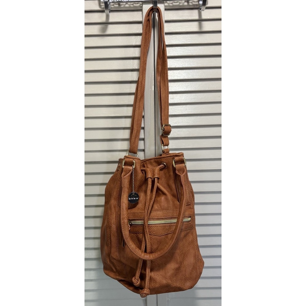 LuLu‎ Bucket Bag Orange Logo Double Handle Adj Strap Pockets